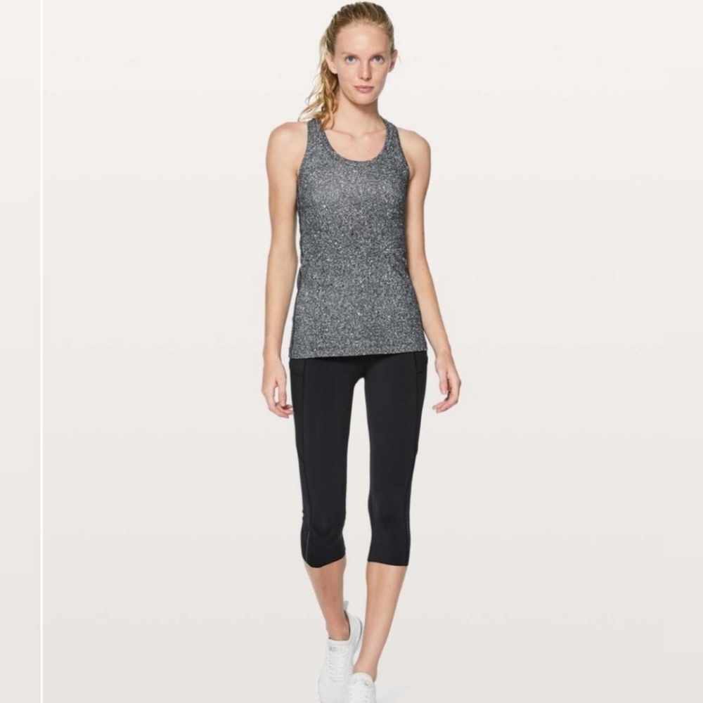 Lululemon Cool Racerback II Luminesce Splatter White Black Size 10-12